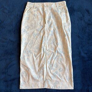 For Love & Lemons White & Blue Floral Midi Skirt Size M